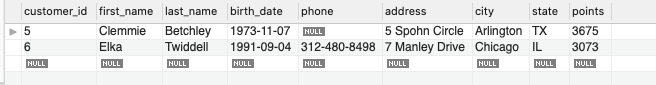 Query output 7